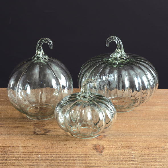 Set of Three Handblown Glass Pumpkins