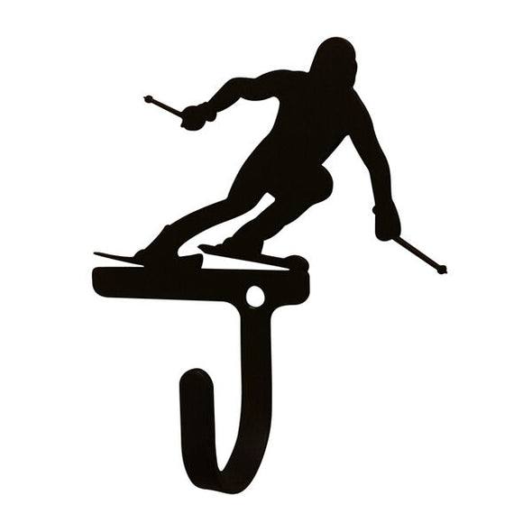 Skier Wrought Iron Decorative Wall Hook Small