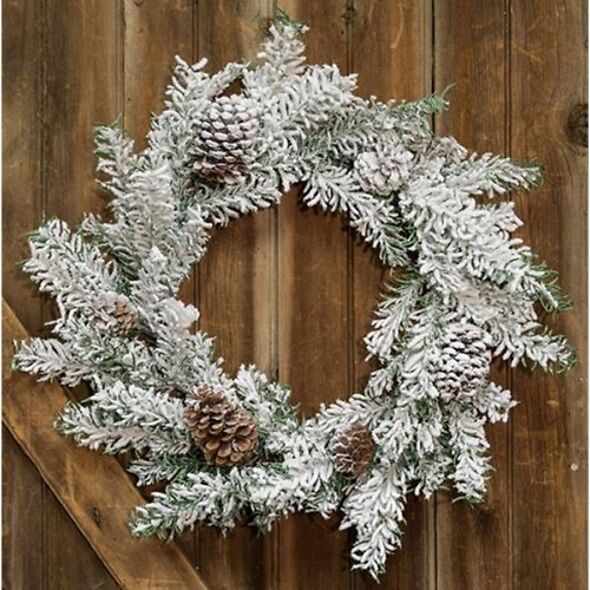 Pine Holiday Wreath - Heavy Snowy Mix