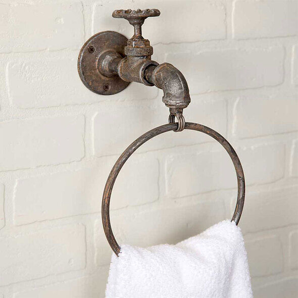 Primitive Decor Water Spigot Towel Ring - Set/2