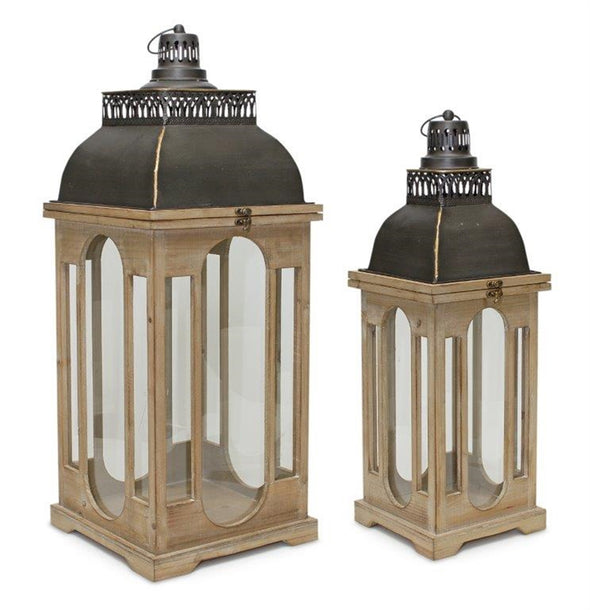 Wood Lantern Light Fixture Set